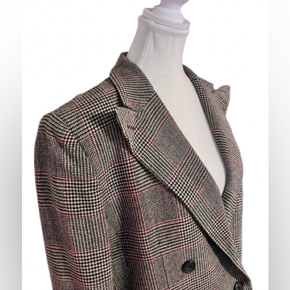 Vintage Ralph Lauren Plaid Blazer Jacket Size 8 Designer 80s 90s retro black red - Picture 2 of 13